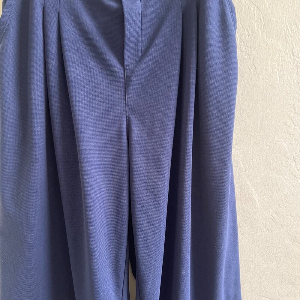 Halara Wide Leg Pants Womens XL Petite Navy Blue Pleated Office Wear Minimalist - Picture 7 of 10